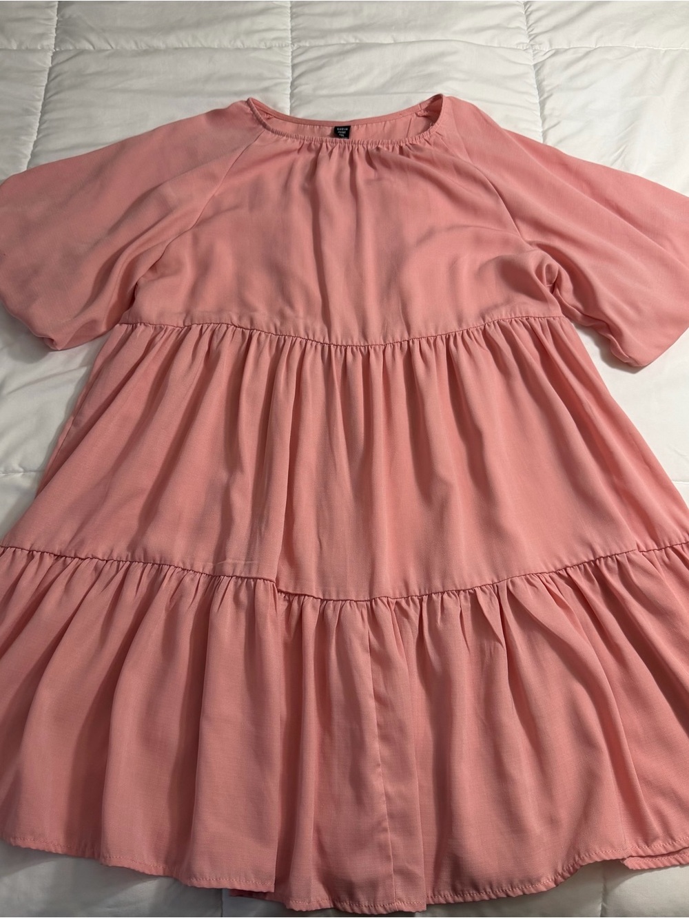 SHEIN Pink Ruffled Tiered Casual Dress for Girls
